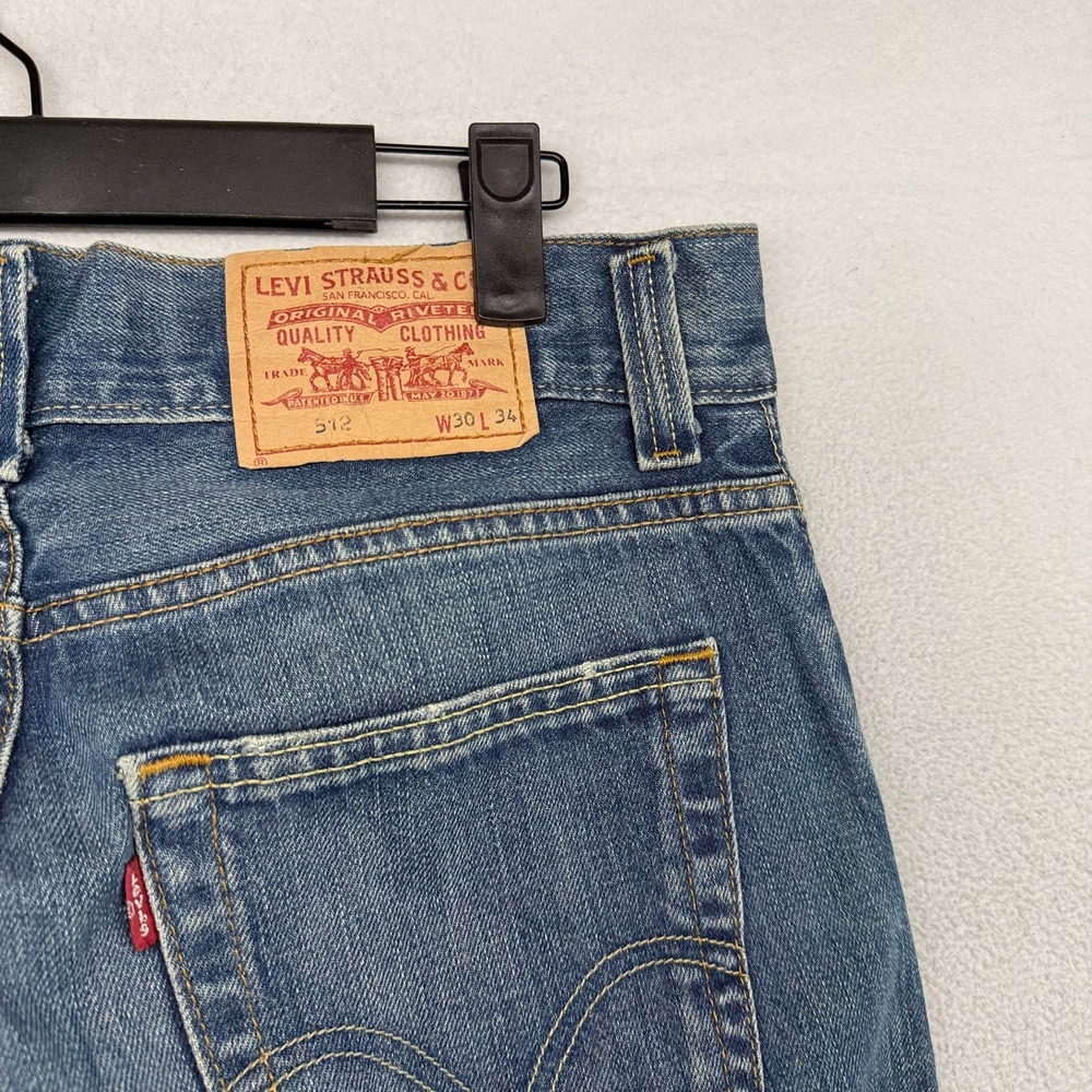 Vintage Levis Jeans Mens 30x34 Blue 512 Bootcut Denim Whisker Faded Baggy y2k - Picture 10 of 12